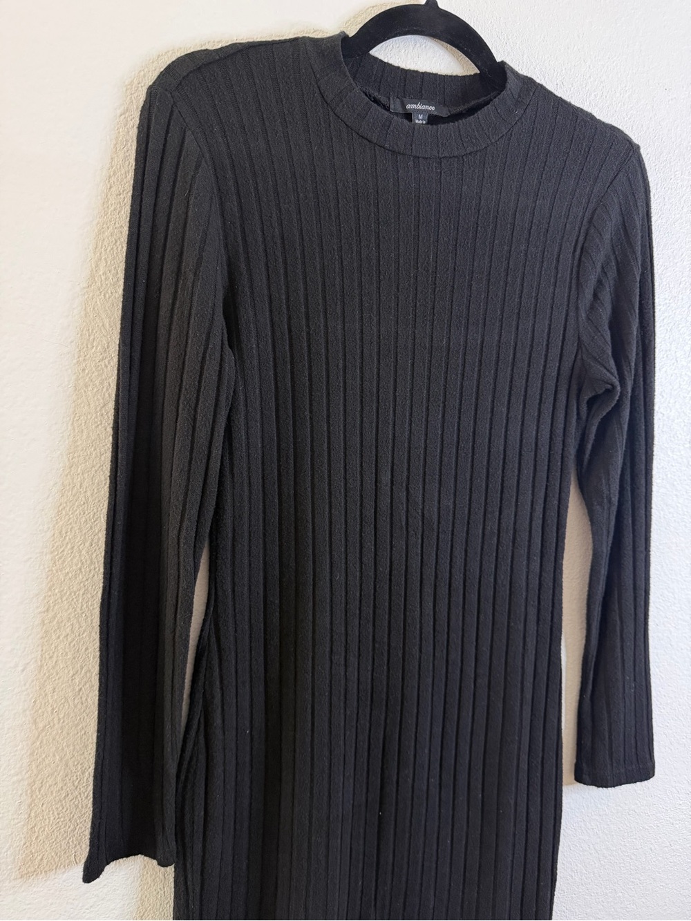 Ambiance Black Ribbed Long Sleeve Knit Dress - Picture 2 of 5